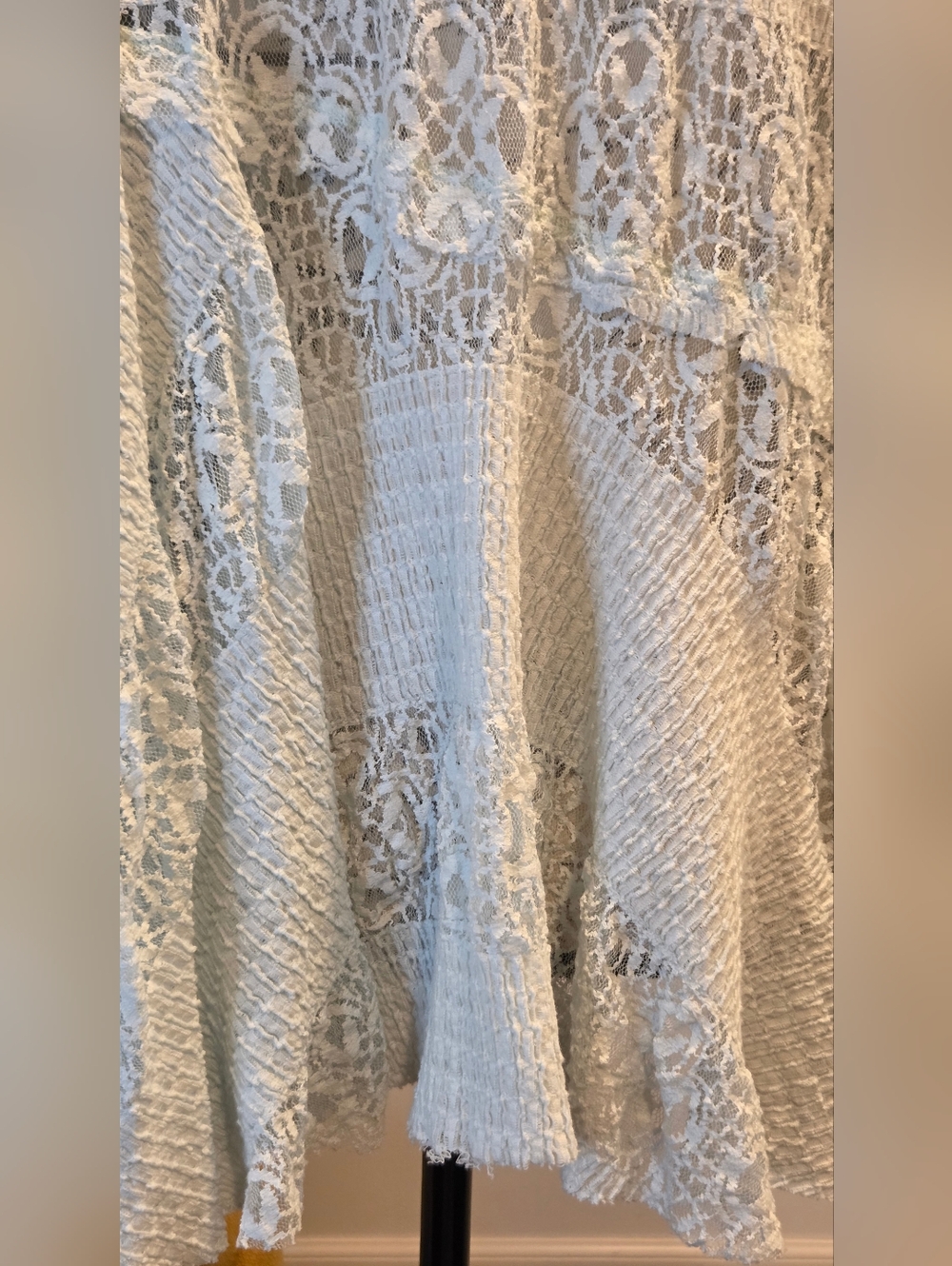 Free People Lace Stripe Knit Peplum    Top - Light Mint Size M. - Picture 10 of 16